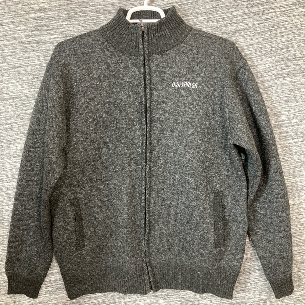 Hanton Men’s Grey Full Zip MockNeck SWEATER LONG SLEEVES